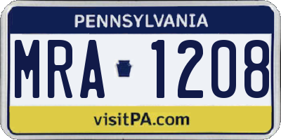 PA license plate MRA1208
