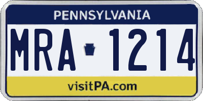 PA license plate MRA1214