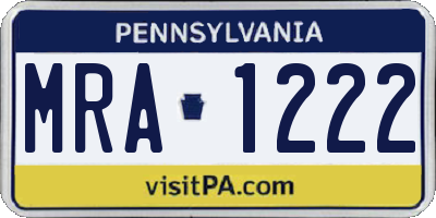 PA license plate MRA1222