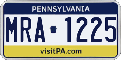 PA license plate MRA1225