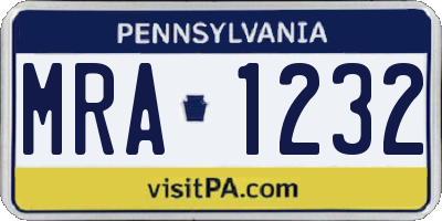 PA license plate MRA1232