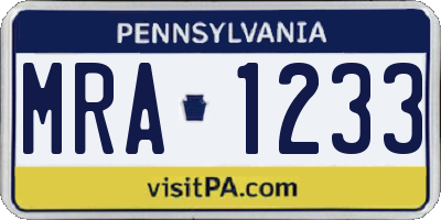 PA license plate MRA1233