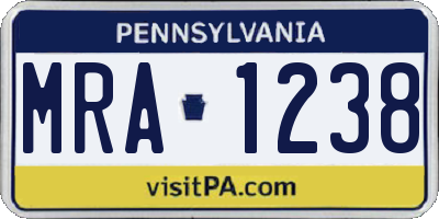 PA license plate MRA1238