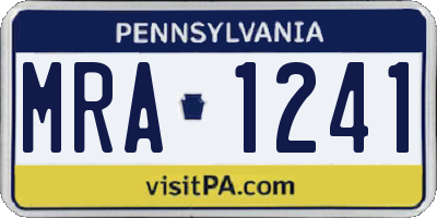 PA license plate MRA1241
