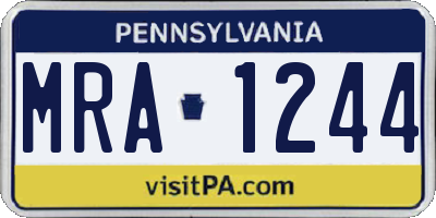 PA license plate MRA1244