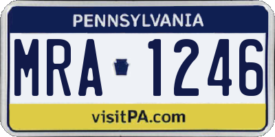 PA license plate MRA1246