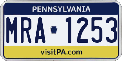PA license plate MRA1253