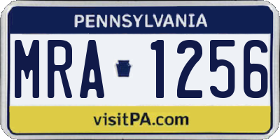 PA license plate MRA1256