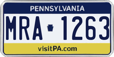 PA license plate MRA1263