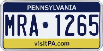 PA license plate MRA1265