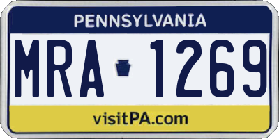 PA license plate MRA1269