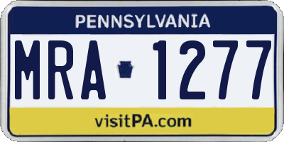PA license plate MRA1277