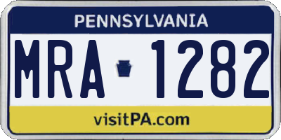 PA license plate MRA1282