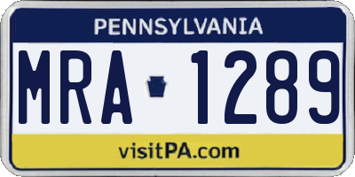 PA license plate MRA1289