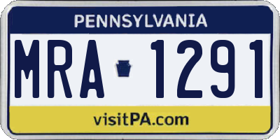 PA license plate MRA1291