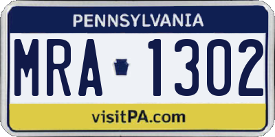 PA license plate MRA1302