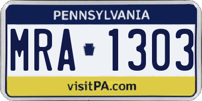 PA license plate MRA1303