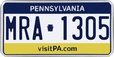 PA license plate MRA1305