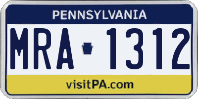PA license plate MRA1312