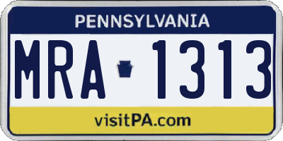 PA license plate MRA1313