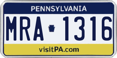 PA license plate MRA1316