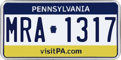 PA license plate MRA1317