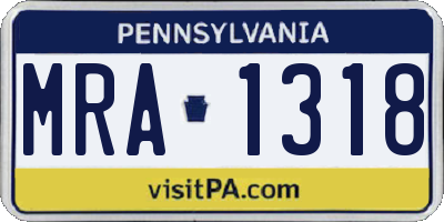 PA license plate MRA1318