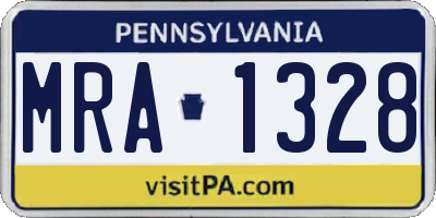 PA license plate MRA1328
