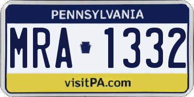 PA license plate MRA1332