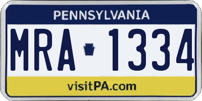 PA license plate MRA1334