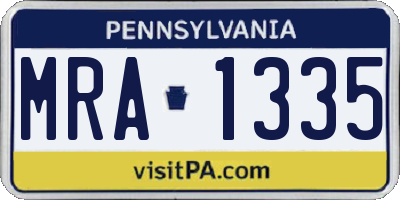 PA license plate MRA1335