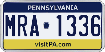 PA license plate MRA1336