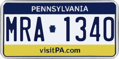 PA license plate MRA1340