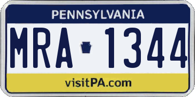 PA license plate MRA1344