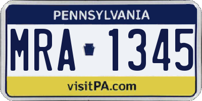 PA license plate MRA1345