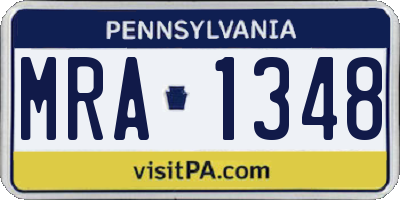 PA license plate MRA1348