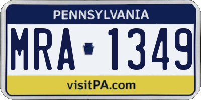 PA license plate MRA1349