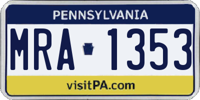 PA license plate MRA1353