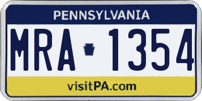 PA license plate MRA1354