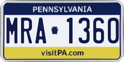PA license plate MRA1360