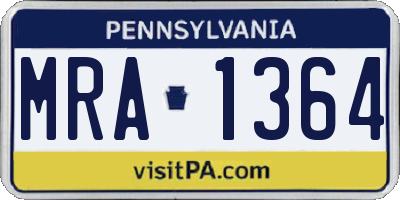 PA license plate MRA1364