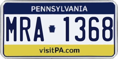 PA license plate MRA1368