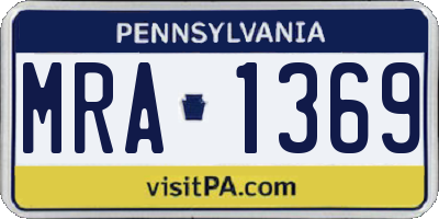 PA license plate MRA1369