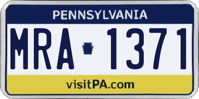 PA license plate MRA1371
