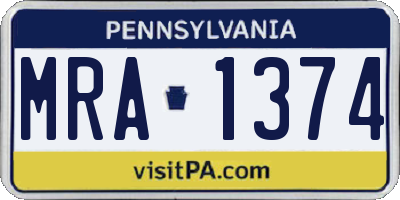 PA license plate MRA1374