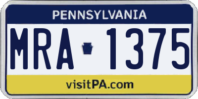 PA license plate MRA1375