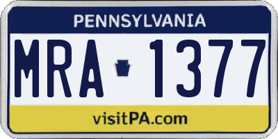 PA license plate MRA1377