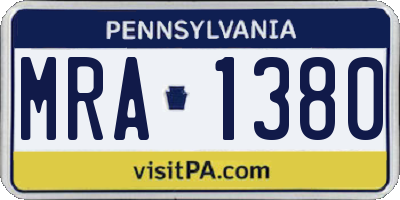 PA license plate MRA1380