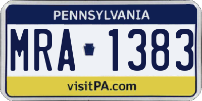 PA license plate MRA1383