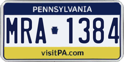 PA license plate MRA1384